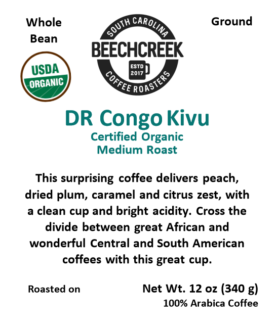 DR Congo, Kivu Certified Organic, Medium Roast